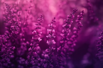 Close-up view of purple flowers creating a serene and dreamy atmosphere, with a blurred background adding depth.