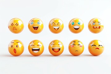 Naklejka premium 3D rendering set of emoji isolated on white 
