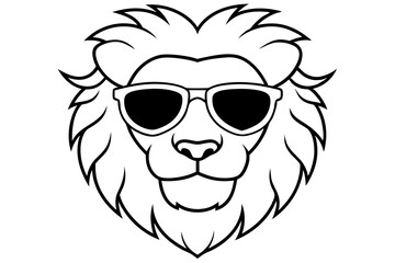 6 Lion Heads with Sunglasses – Vector Art Illustration