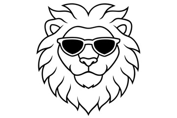 6 Lion Heads with Sunglasses – Vector Art Illustration