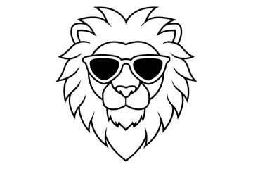 6 Lion Heads with Sunglasses – Vector Art Illustration