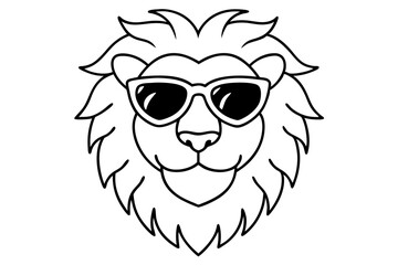 6 Lion Heads with Sunglasses – Vector Art Illustration