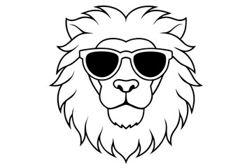 6 Lion Heads with Sunglasses – Vector Art Illustration