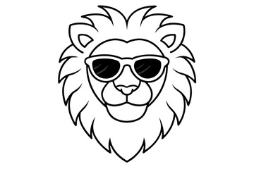 6 Lion Heads with Sunglasses – Vector Art Illustration