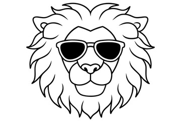 6 Lion Heads with Sunglasses – Vector Art Illustration