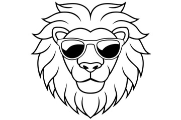 6 Lion Heads with Sunglasses – Vector Art Illustration