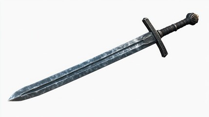 Ornate Medieval Sword on White Background