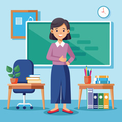 Teacher in the classroom illustration design