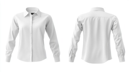 White Long-Sleeved Button-Down Shirt Mockup