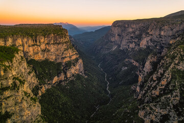  Vikos Gorge from the Oxya Viewpoint in the  national park  in Vikos-Aoos in zagori, northern Greece. Nature landscape