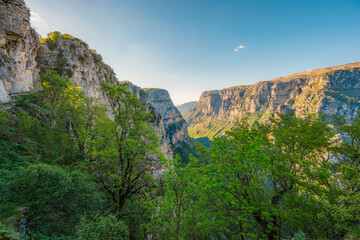 Vikos Gorge from the Oxya Viewpoint in the  national park  in Vikos-Aoos in zagori, northern Greece. Nature landscape