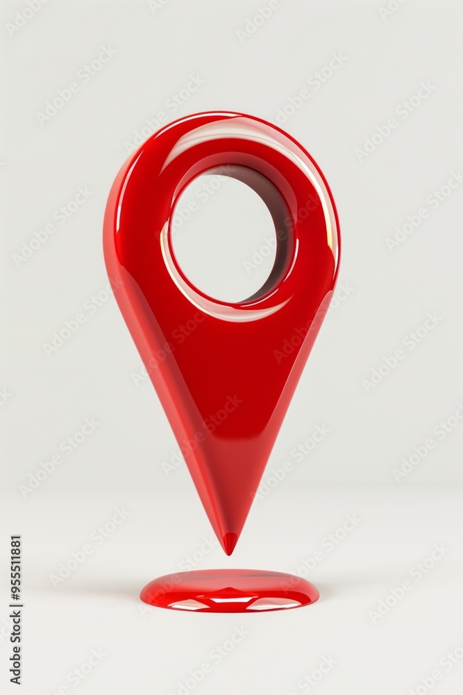 Poster red 3d map location mark symbol on white background