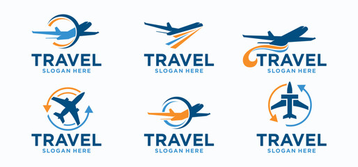 Holiday travel design, Holiday travel agency logo with airplane and world concept.