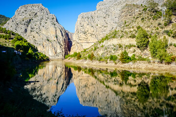 Gaitanes Gorge, a canyon carved by the Guadalhorce River in the province of Malaga, autonomous community of Andalusia