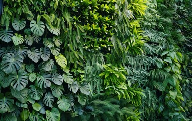 A vertical wall garden featuring Jurassic plants seamlessly integrates ancient greenery with modern architectural design