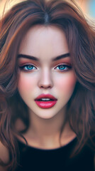 A close-up fashion photo of a white female beauty model outdoors, perfect for model wallpaper.