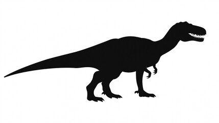 Large tyrannosaurus rex dinosaur silhouette walking with open mouth