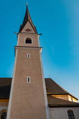 Fototapeta premium Church on a sunny summer day at Frasdorf, Rosenheim, Bavaria, Germany