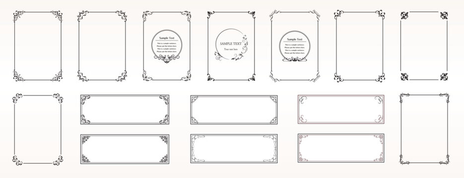 Vintage decorative frames, retro ornamental frame and ornate border, isolated icons vector set..eps