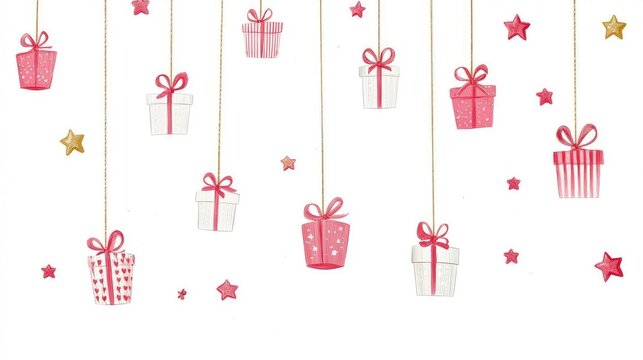 Festive Hanging Gift Boxes with Stars
