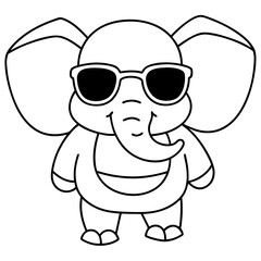 Charming Elephant Rocking Sunglasses - Vector Art