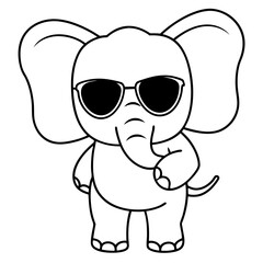Charming Elephant Rocking Sunglasses - Vector Art