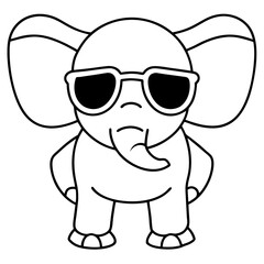 Charming Elephant Rocking Sunglasses - Vector Art