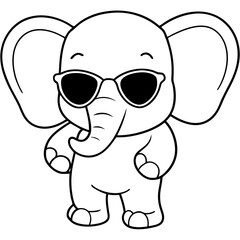 Charming Elephant Rocking Sunglasses - Vector Art