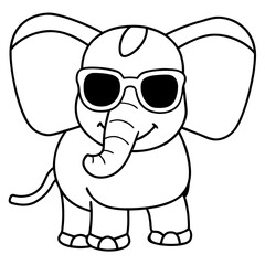 Charming Elephant Rocking Sunglasses - Vector Art