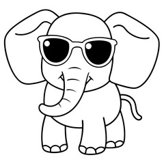 Charming Elephant Rocking Sunglasses - Vector Art