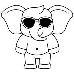 Charming Elephant Rocking Sunglasses - Vector Art