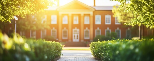 Beautiful education hall on a college campus, defocused background