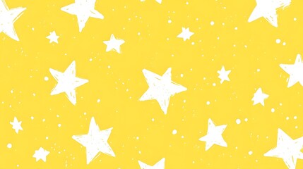 White Stars on Yellow Background, Abstract Image, Texture, Pattern, Wallpaper, Cover and Screen for Smartphone, PC, Laptop, 9:16 and 16:9 Format