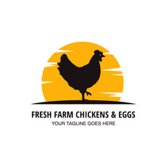 Chicken farm logo design vector.