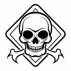 Cutlery Icon Vector Art Danger Skull Icon - Vector Art Illustration
