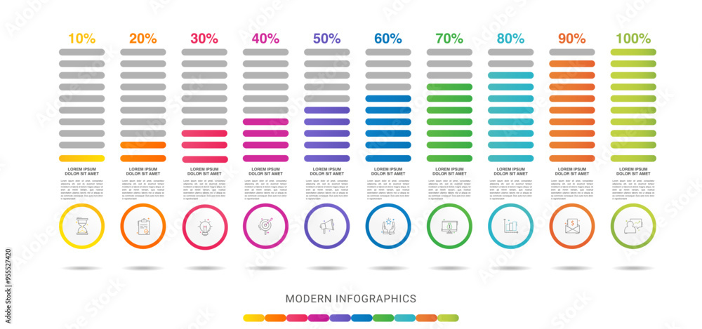 Poster vector infographic design template. modern concept with ten steps. creative timeline with graph elem