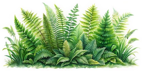 Watercolor Green Fern Border Illustration, watercolor , border , fern , greenery