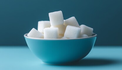 sugar cubes in a blue bowl