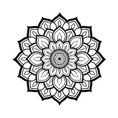 Mandala  simple vector with Blossom Mandala Shape outline illustration. Circular pattern in form of mandala, tattoo, decoration. Decorative ornament in ethnic oriental style.