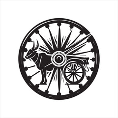 Fototapeta premium bullock cart wheel silhouette vector With White Background