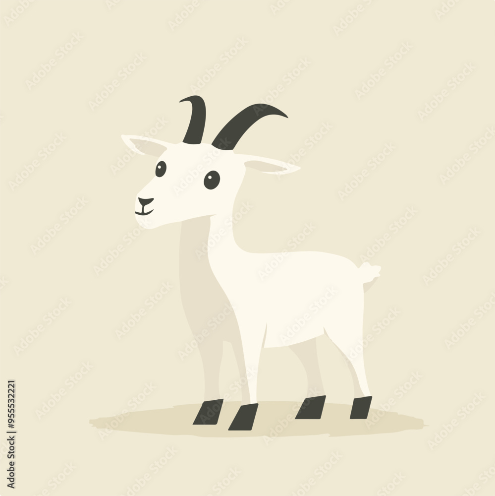 Wall mural Stylized Goat Illustration on Simple Background