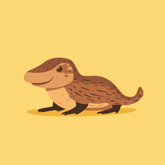 Fototapeta premium Cute Cartoon Animal on Yellow Background