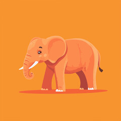 Obraz premium Illustrated Elephant on Orange Background