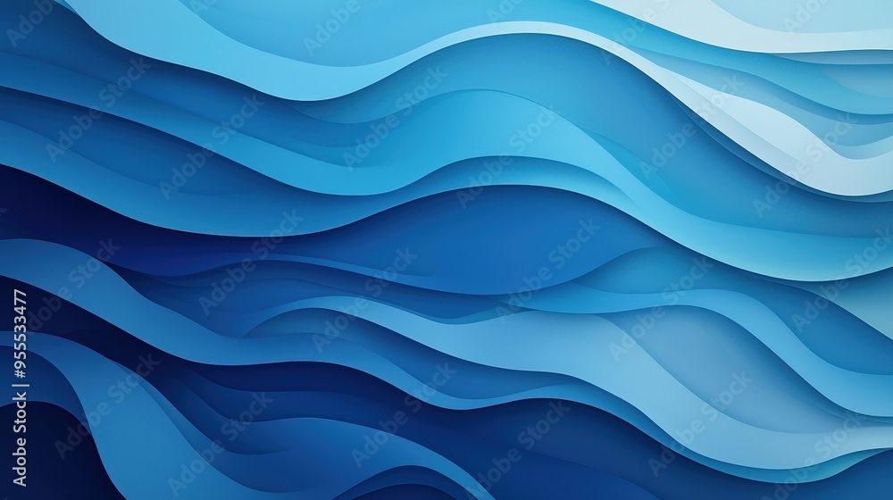 Poster elegant minimalist blue gradient banner with soft rolling waves for design projects