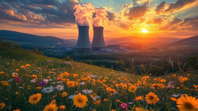 Nuclear Power Station. In spring, the Nuclear Power Plant