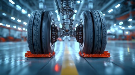 Airplane Landing Gear Close-Up, Aviation, Aerospace, Engineering