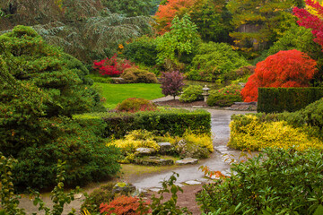 Lush, vibrant, autumn foliage at Kubota Garden in Seattle, WA
