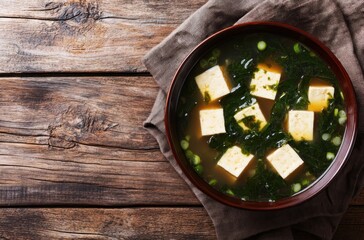 Delicious Bowl of Miso Soup with Tofu and Seaweed