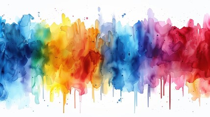 Fototapeta premium Colorful watercolor splashes. Rainbow colorful painting Illustration on white background