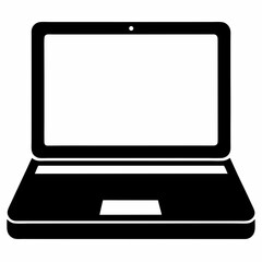 Minimalist Laptop Icon on White Background - Vector Art Illustration